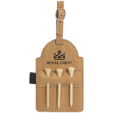 Custom Leatherette Bag Tag w/Wooden Tees