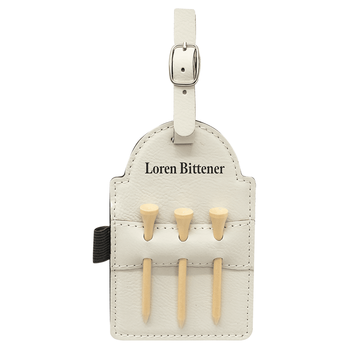Custom Leatherette Bag Tag w/Wooden Tees