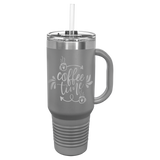 Custom  Stainless Steel 40oz Colored Travel Mug w/Straw