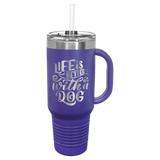 Custom  Stainless Steel 40oz Colored Travel Mug w/Straw