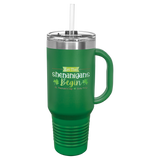 Custom  Stainless Steel 40oz Colored Travel Mug w/Straw