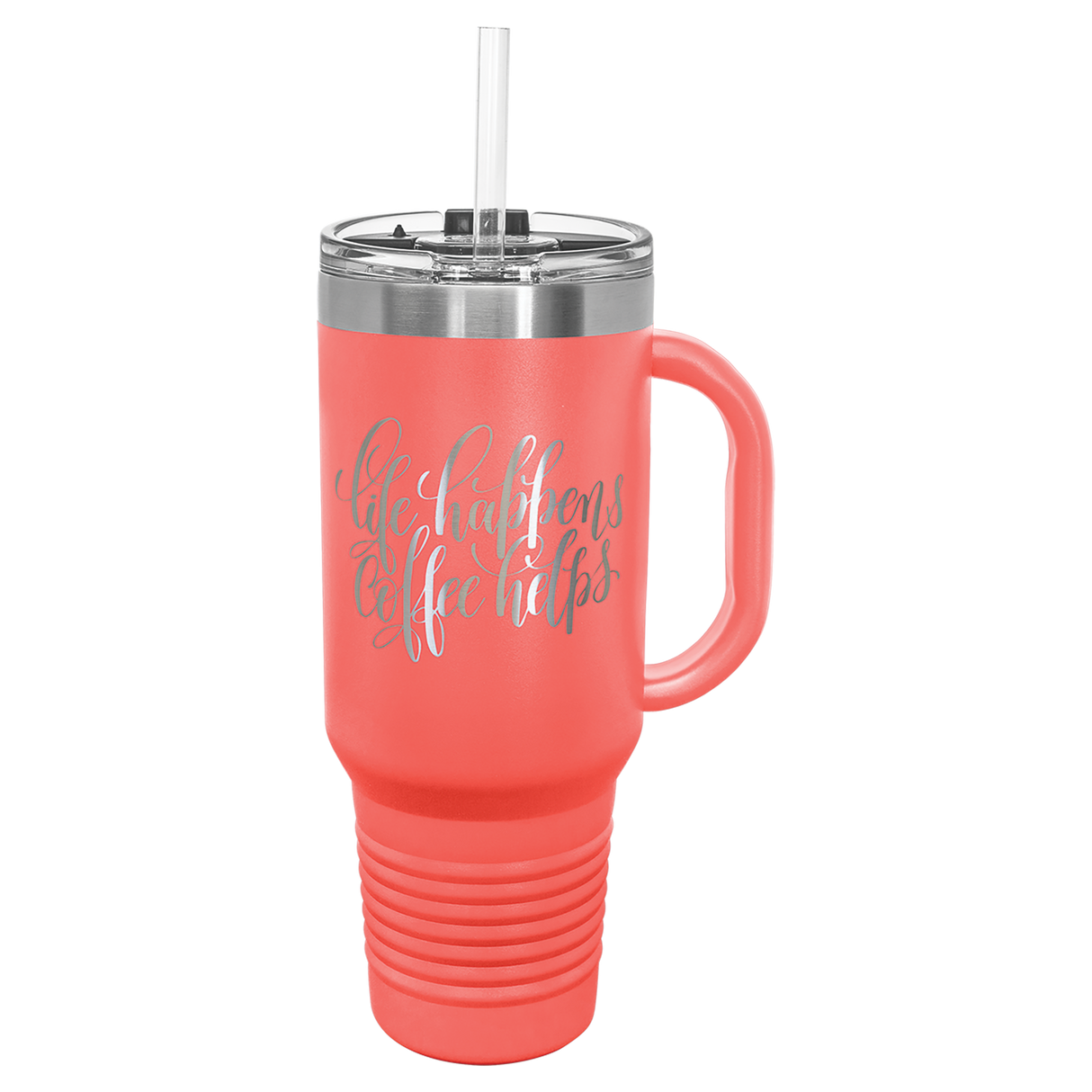 Custom  Stainless Steel 40oz Colored Travel Mug w/Straw