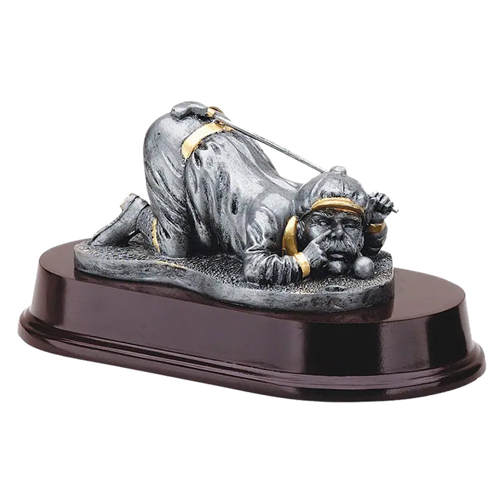 Comic Male Golfer Pewter Finish Resin Trophy