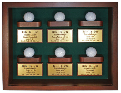 6 Golf Ball Shadow Box Display -- Cherry
