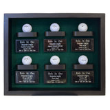6 Golf Ball Shadow Box Display -- Black/Green