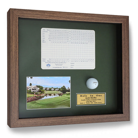 Hole-In-One Ball, Photo, and Scorecard Shadowbox -- Barnwood