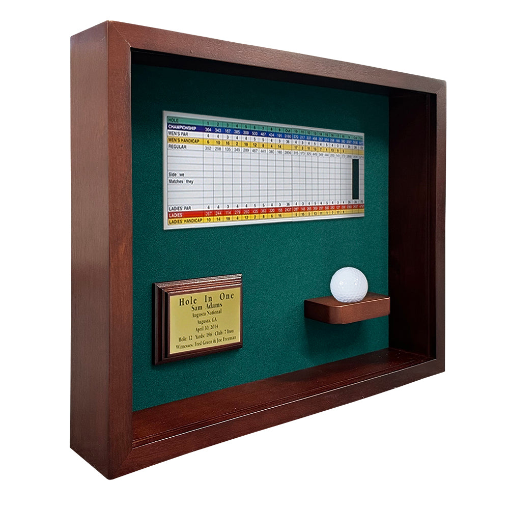 Hole-In-One Ball & Photo/Scorecard Shadowbox -- Cherry