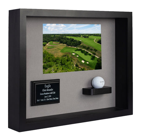 Ball & Photo/Scorecard Shadowbox Display -- Black/Gray