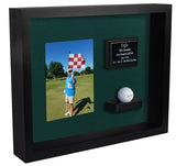 Ball & Vertical Photo/Scorecard Shadowbox Display -- Black/Green