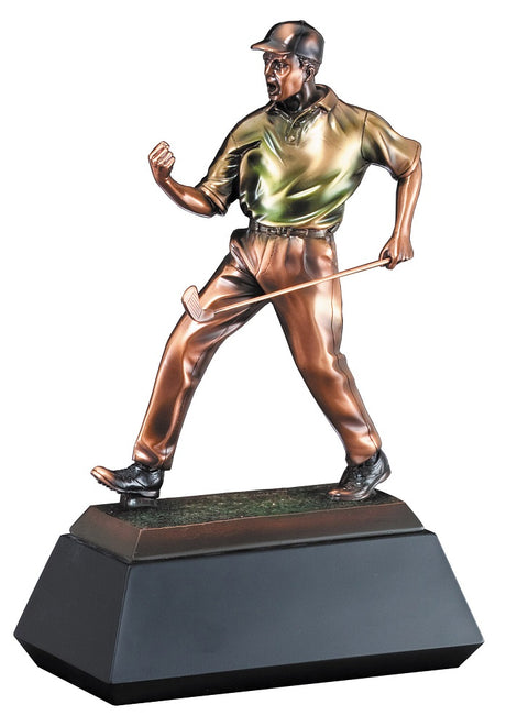 Cheering Male Golfer Resin Trophy