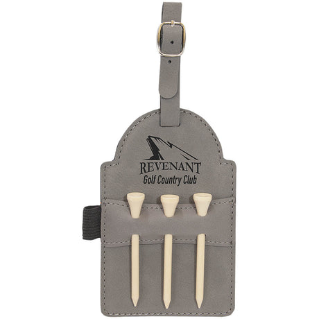 Custom Leatherette Bag Tag w/Wooden Tees