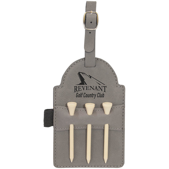 Custom Leatherette Bag Tag w/Wooden Tees