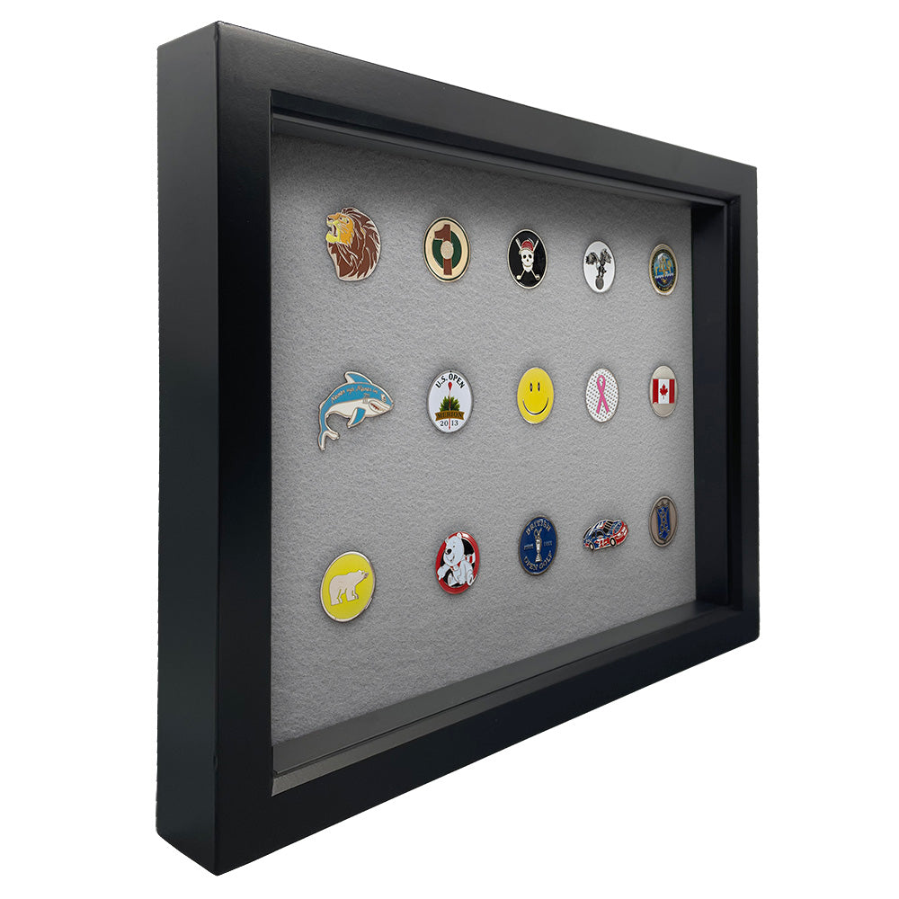 Shadow Box Ball Marker Display -- Black/Gray