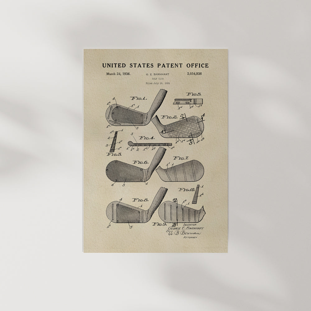 Golf Patent Print - Iron