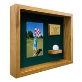 Hole In One Ball & Vertical Photo/Scorecard Shadowbox -- Oak