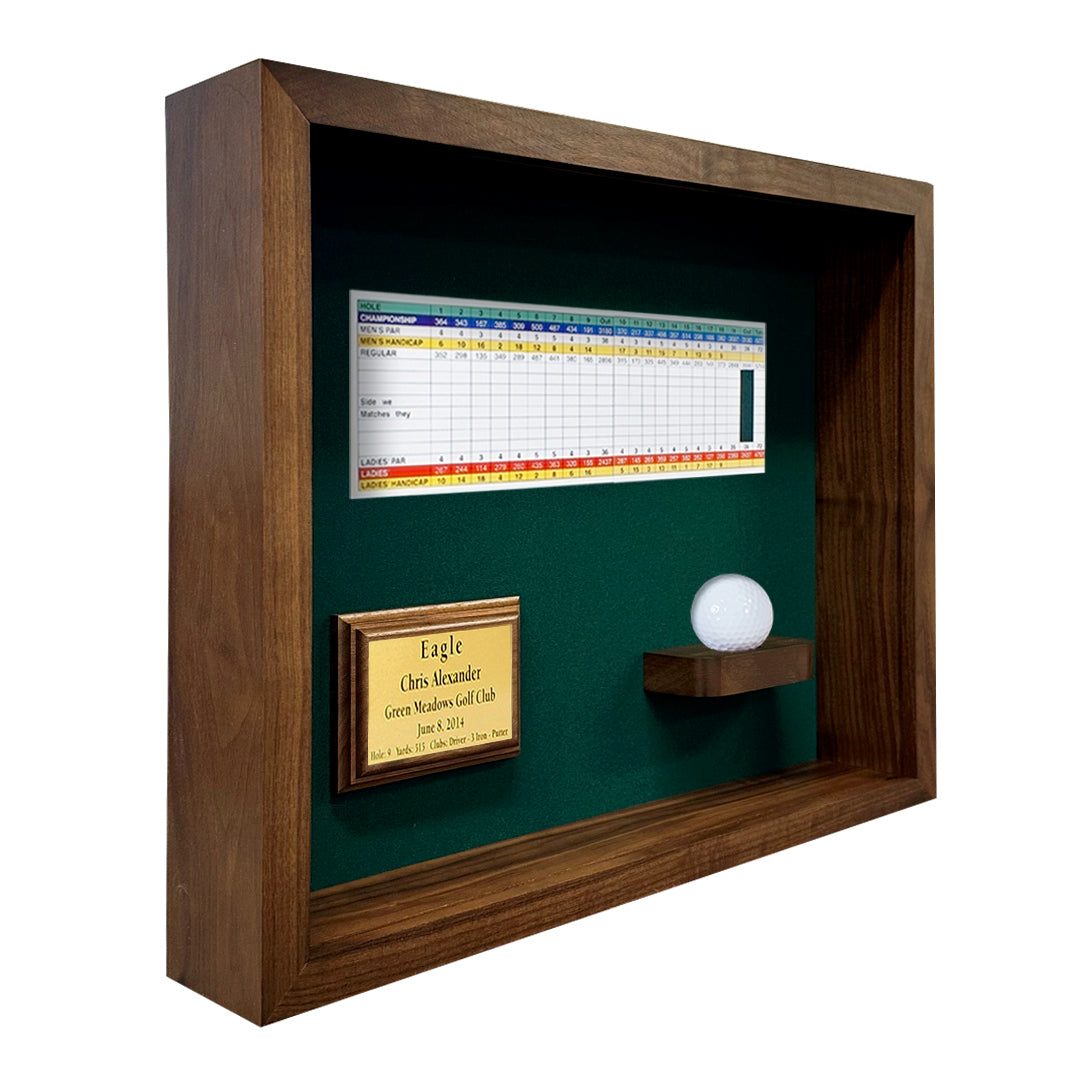 Ball & Photo/Scorecard Shadowbox Display -- Walnut