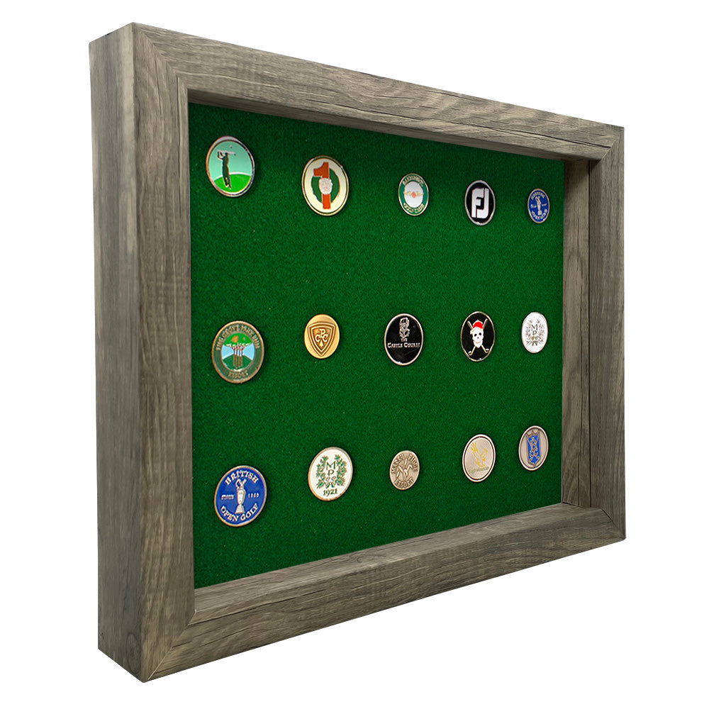 Shadow Box Ball Marker Display -- Gray/Green