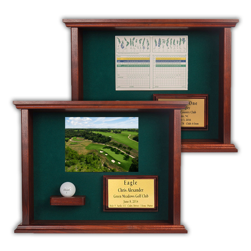 Eagle, Double Eagle, Best Round, Albatross Ball & Scorecard Shadow Box Display