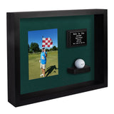Hole In One Ball & Vertical Photo/Scorecard Shadowbox -- Black/Green