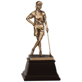 Female Waiting Bronze Finish Resin Golf Trophy