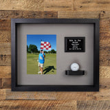 Hole In One Ball & Vertical Photo/Scorecard Shadowbox -- Black/Gray