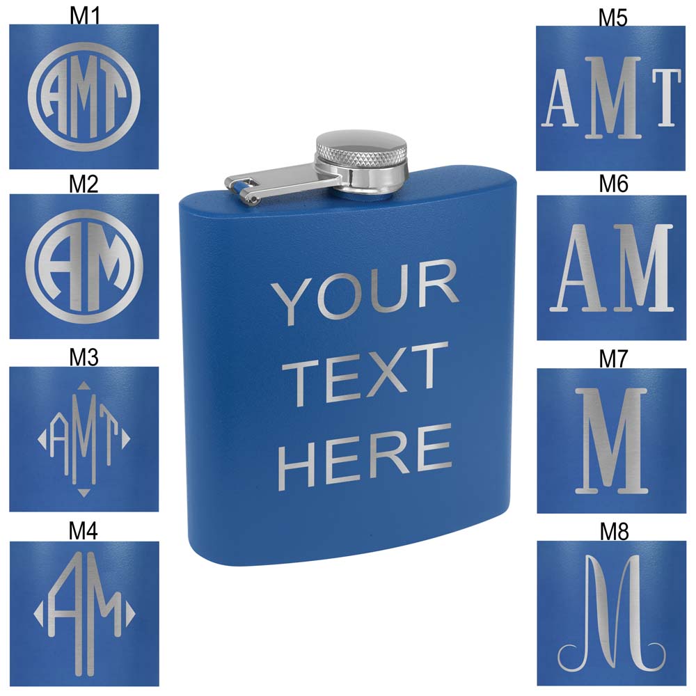 Personalized Stainless Steel 6oz Colored Flask