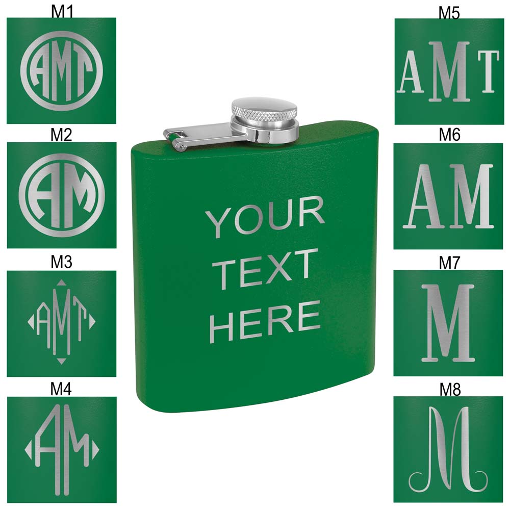 Personalized Stainless Steel 6oz Colored Flask