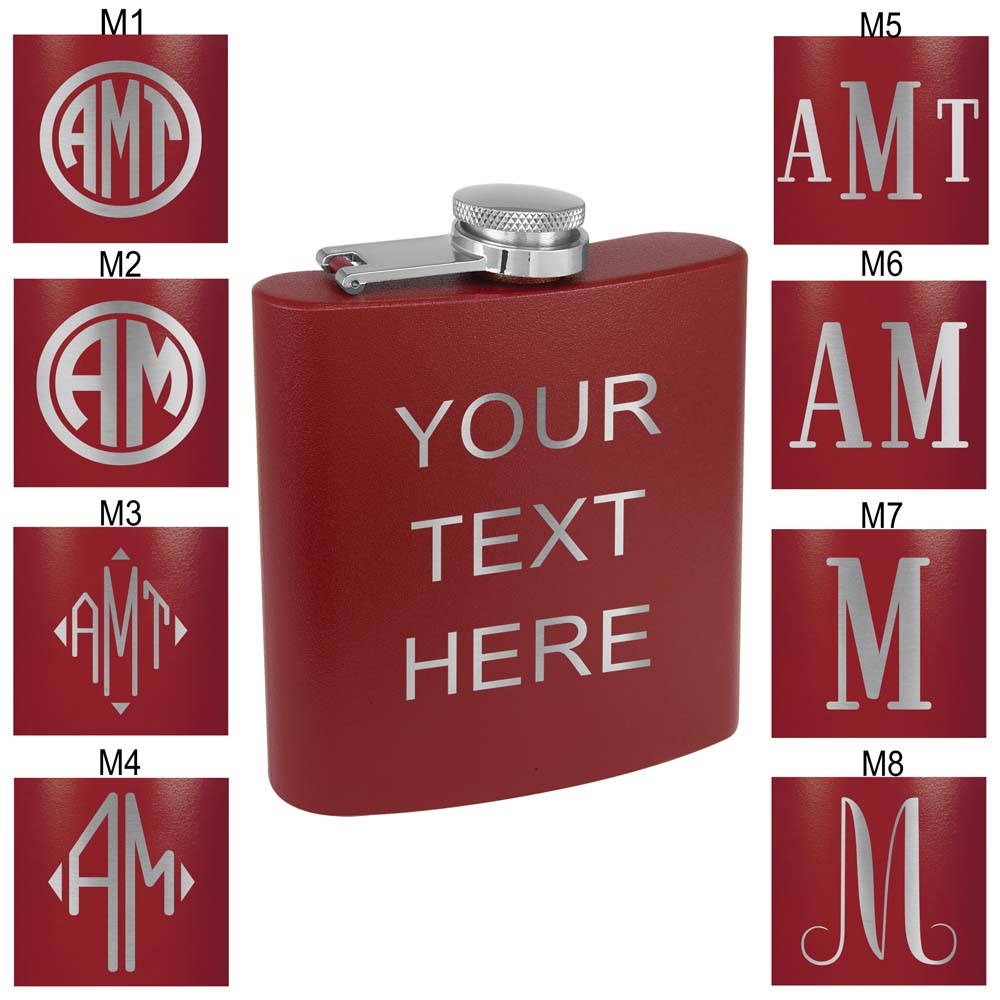 Personalized Stainless Steel 6oz Colored Flask
