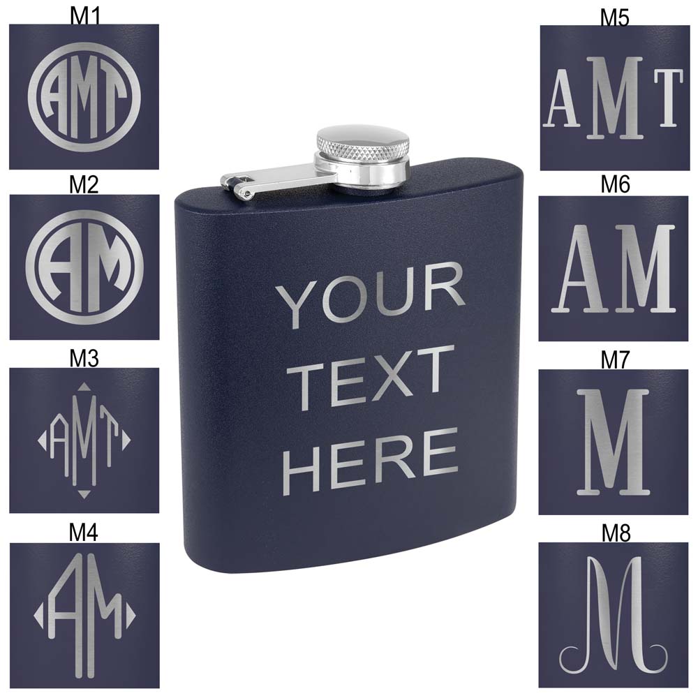 Personalized Stainless Steel 6oz Colored Flask