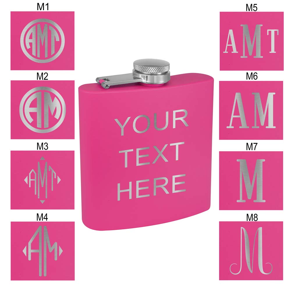 Personalized Stainless Steel 6oz Colored Flask