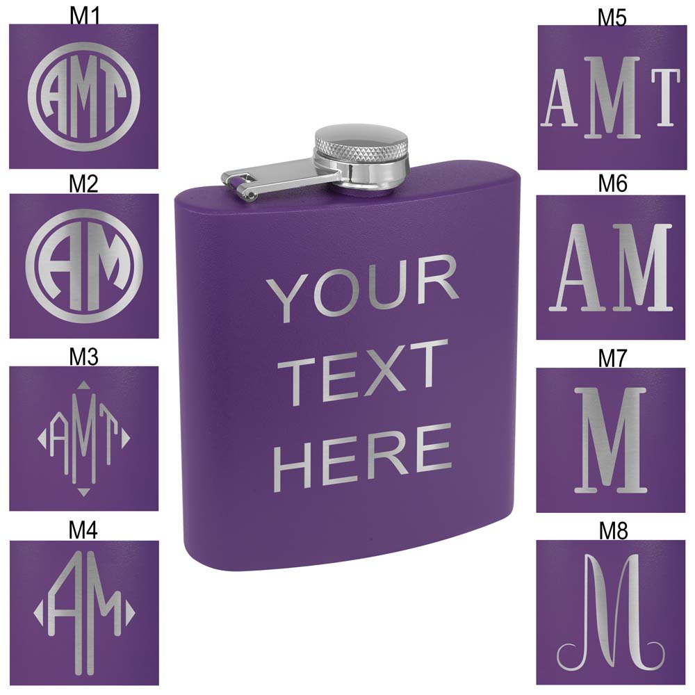 Personalized Stainless Steel 6oz Colored Flask