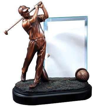 Golfer with Engraved Glass Award