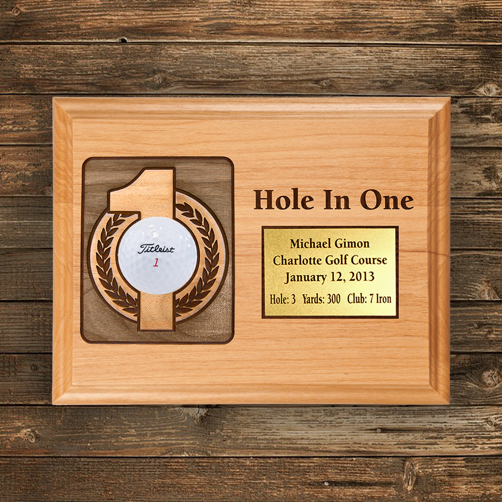 Hole-In-One 7x9 Laser Etched Plaque with Brass Plate