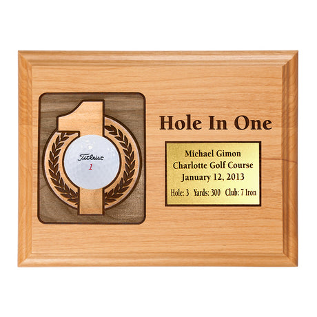 Hole-In-One 7x9 Laser Etched Plaque with Brass Plate