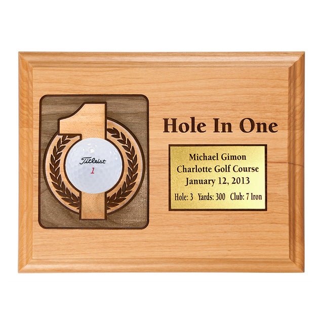 Hole-In-One 7x9 Laser Etched Plaque with Brass Plate