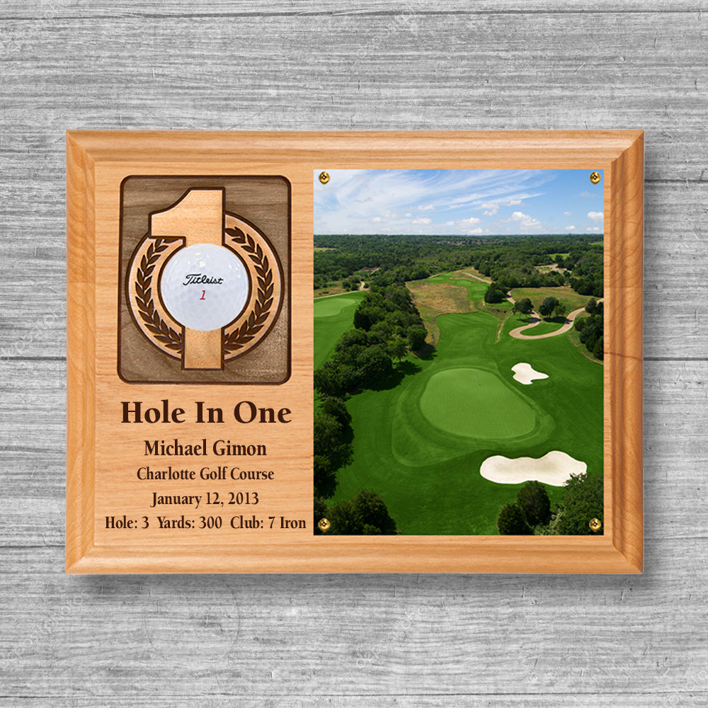 Hole In One Ball and Photo/Scorecard Plaque - Horizontal