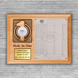 Hole In One Ball and Photo/Scorecard Plaque - Horizontal with Brass Plate