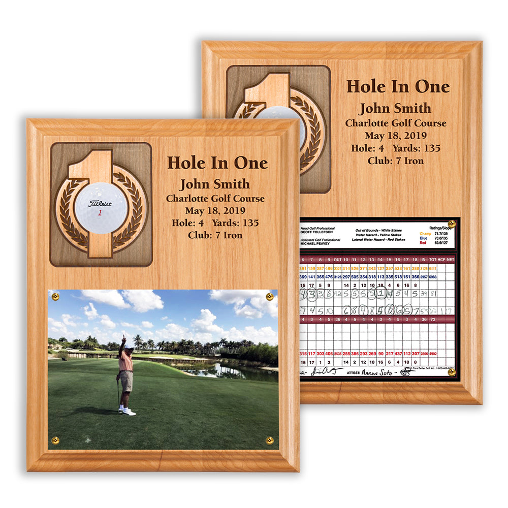 Hole In One Ball and Photo/Scorecard Plaque - Vertical
