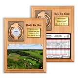 Hole In One Ball and Photo/Scorecard Plaque - Vertical with Brass Plate