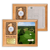 Hole In One Ball and Photo/Scorecard Plaque - Horizontal with Brass Plate