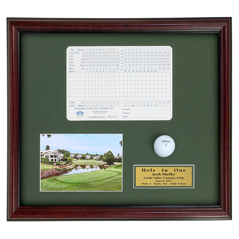 Hole-In-One Ball, Photo, and Scorecard Shadowbox