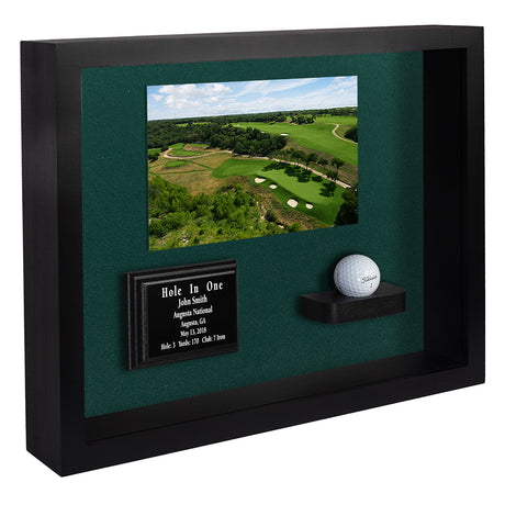 Hole-In-One Ball & Photo/Scorecard Shadowbox -- Black/Green