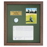 Hole-In-One Ball, Vertical Photo, and Scorecard Shadowbox -- Barnwood