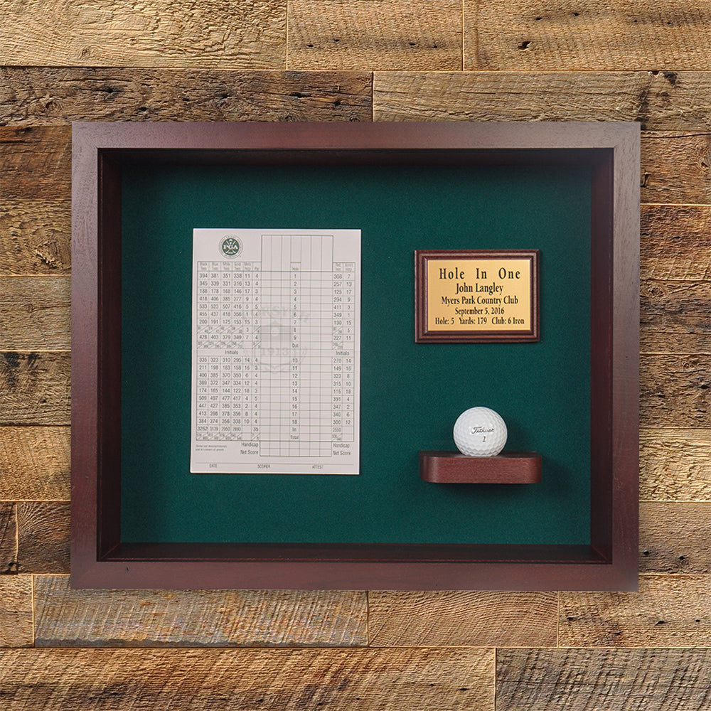 Hole In One Ball & Vertical Photo/Scorecard Shadowbox