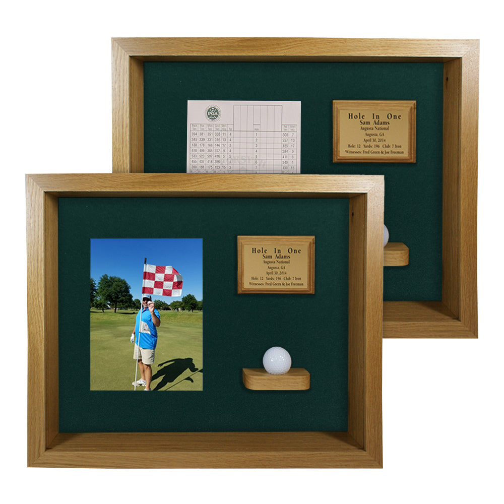 Hole In One Ball & Vertical Photo/Scorecard Shadowbox