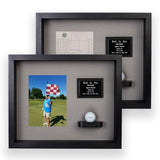 Hole In One Ball & Vertical Photo/Scorecard Shadowbox -- Black/Gray
