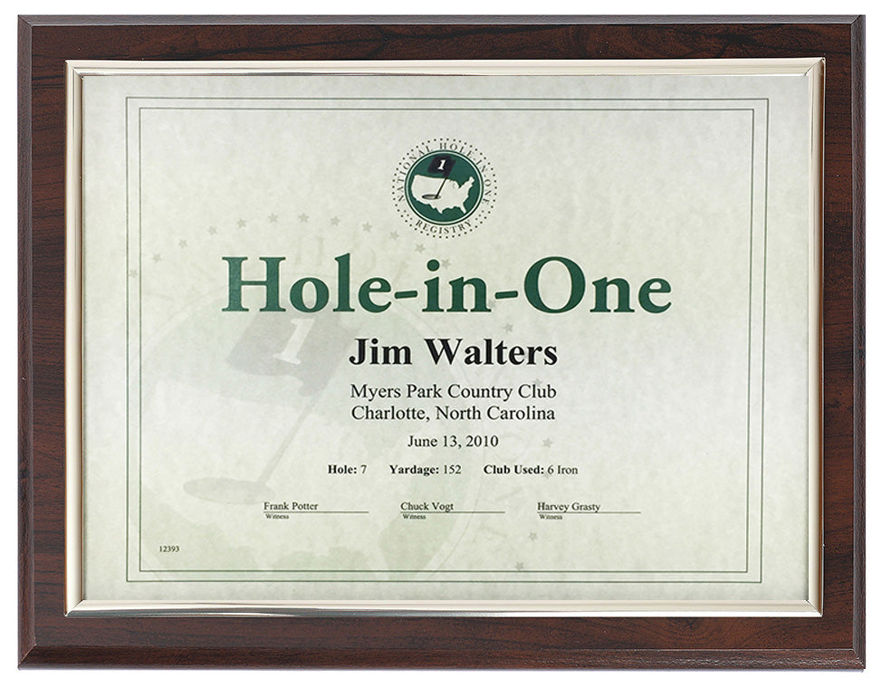 Hole-In-One Certificate Plaque