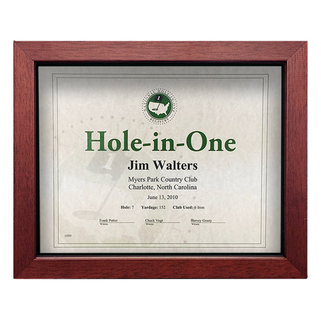 Hole-In-One Gray Shadow Box Certificate Frame -- Cherry