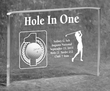 Hole-In-One Female 7x10 Acrylic Crescent Award