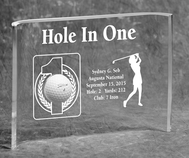 Hole-In-One Female 7x10 Acrylic Crescent Award